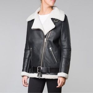 Muubaa Leather & Shearling Jacket